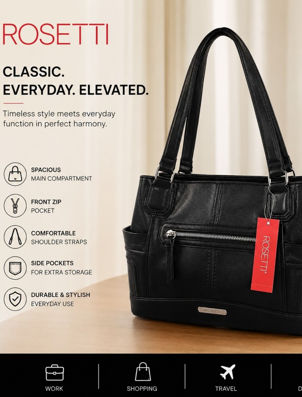 Rosetti Black Shoulder Bag with Red Brand Tag